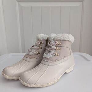 Sperry Cream Faux-Fur Lined Waterproof Ankle Duck Boots